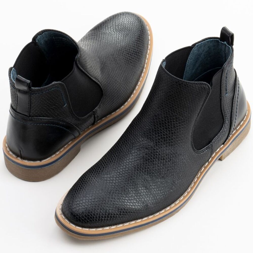 Alpine Swiss Mens Nash Chelsea Boots Snakeskin Ankle Boot Genuine Leather Lined - Picture 4 of 7